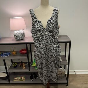 Bisou Bisou Michele Bohbot Metallic Zebra Print Sleeveless Dress | Size 16